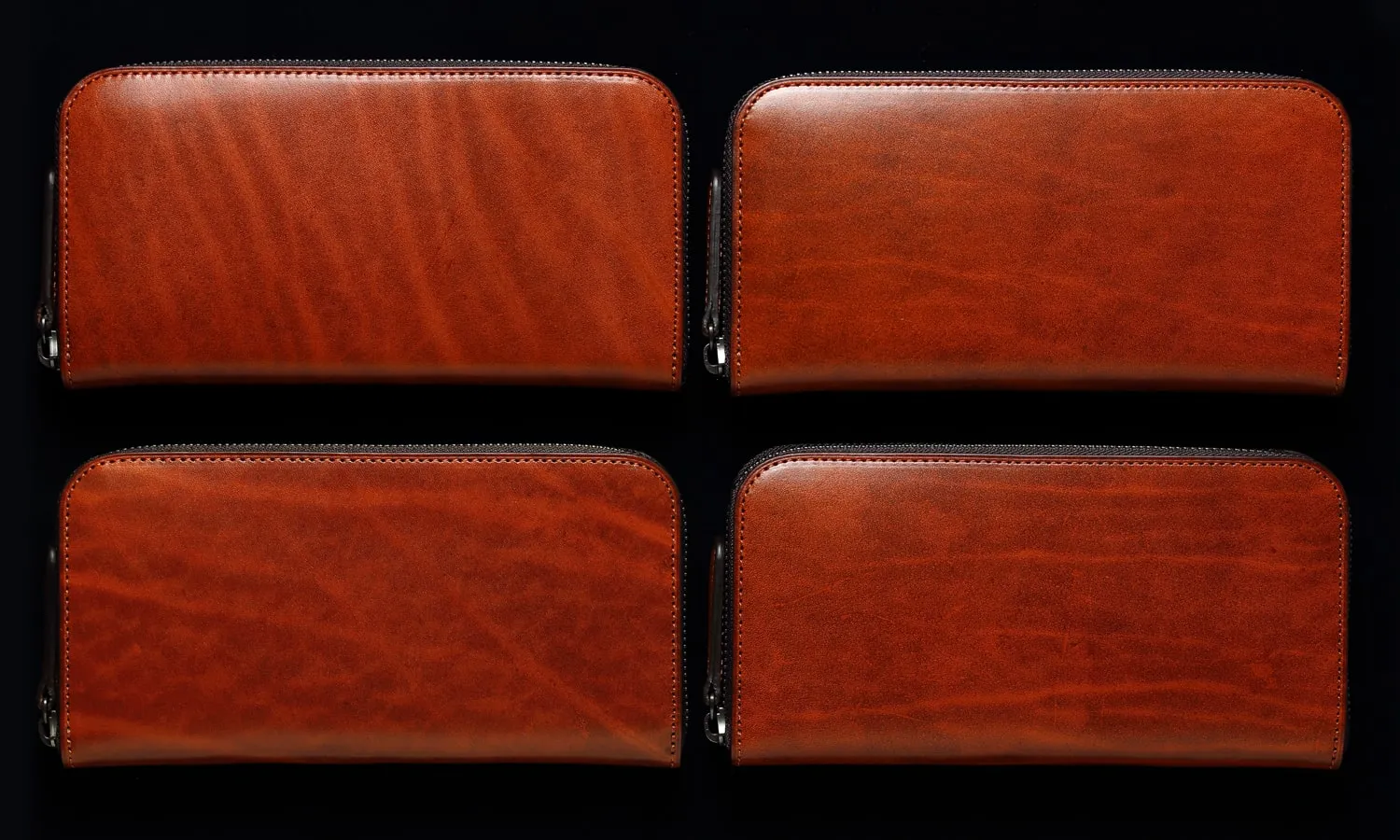 ラウンドファスナー長財布オレンジの
表情比較